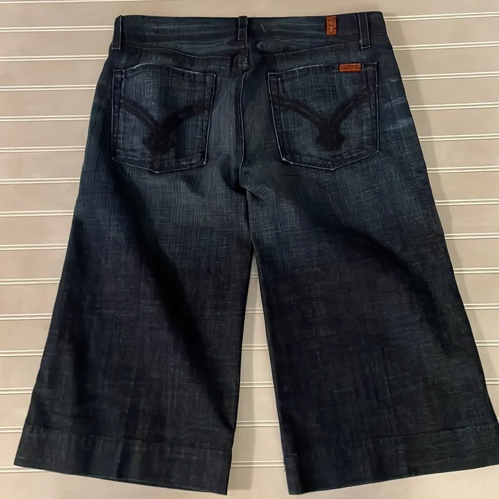 7 for All Mankind Camilla Wide Leg/Gaucho/Crop Jeans in Dark Seville - Picture 12 of 16